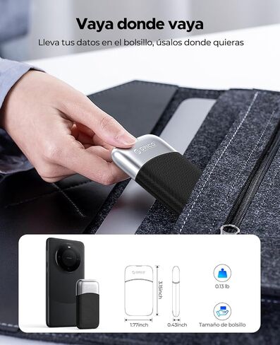 ORICO 1TB External SSD with 2 in 1 USB C & A Cable, Up to 460MB/s, Plug and Play Portable Solid State Drives, Reliable Storage for USB C Smartphone, Tablet, PC - M5PLUS in Saudi Arabia
