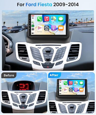 2+64g Android Car Radio Stereo for Ford Fiesta 2009-2014 مع Carplay Android Auto ، 9 بوصة شاشة تعمل باللمس مع Link Pluetooth Link GPS Savigation WiFi FM/RDS EQ Backup Camera SWC in Kuwait