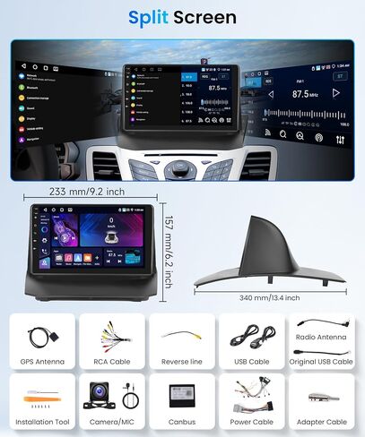 2+64g Android Car Radio Stereo for Ford Fiesta 2009-2014 مع Carplay Android Auto ، 9 بوصة شاشة تعمل باللمس مع Link Pluetooth Link GPS Savigation WiFi FM/RDS EQ Backup Camera SWC in Kuwait