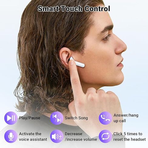 Wireless Earphones, Bluetooth 5.4 Receiver, High-Definition Stereo Noise Cancelling Earphones, Newly Designed Sliding Cover Charging Case, Ipx7 Waterproof Sports Headphone in Saudi Arabia