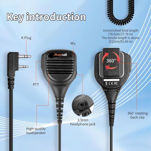 Walkie Talkie Earpiece with Mic, Radio Earpiece, Compatible with Retevis RT22 RT68 RT21 H-777 H-777S RT86, Baofeng UV-5R 888S pxton Kenwood Two Way Radios, G Shape Headset, 2 Pin(5 Pack) in Saudi Arabia
