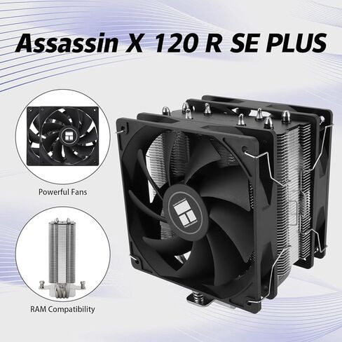 Asssassin x 120r SE V2 CPU Air Cooler ، 4 أنابيب حرارة ، ارتفاع 148 مم ، TL-C12C-L V2 PWM CPU CPU ، ل AMD AM4 AM5/Intel LGA1700/1150/1151/1200 ، لون الضوء الثابت ، LGA17XX CPU COOKING in Saudi Arabia