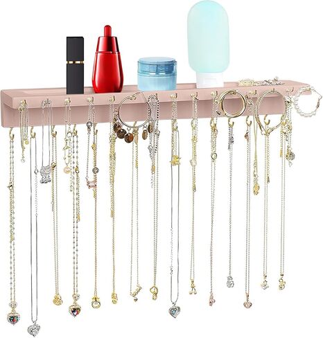 Necklace Holder, 2 Pack Upgraded Necklace Organizer Wall Mounted, Extra Large Storage 30 Hooks Wood Jewelry Hanger Organizer for Tangle-free Hanging of Long Necklaces- White in Saudi Arabia