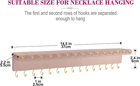 Necklace Holder, 2 Pack Upgraded Necklace Organizer Wall Mounted, Extra Large Storage 30 Hooks Wood Jewelry Hanger Organizer for Tangle-free Hanging of Long Necklaces- White in Saudi Arabia