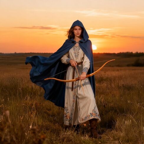 Renaissance Hooded Cloak Halloween Costume, Medieval Cosplay Wizard Witch Cape in Kuwait