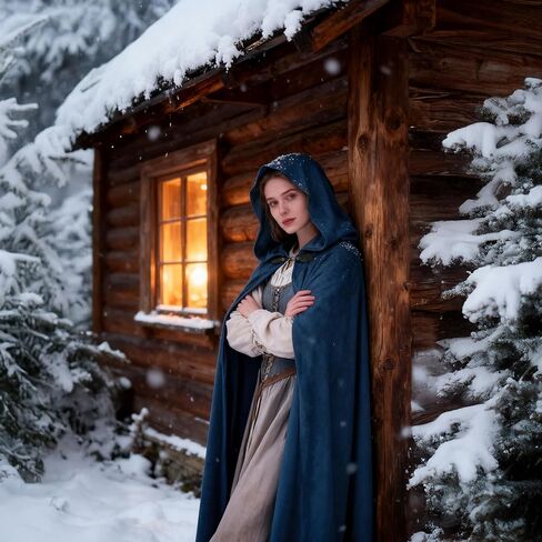 Renaissance Hooded Cloak Halloween Costume, Medieval Cosplay Wizard Witch Cape in Kuwait