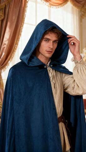 Renaissance Hooded Cloak Halloween Costume, Medieval Cosplay Wizard Witch Cape in Kuwait