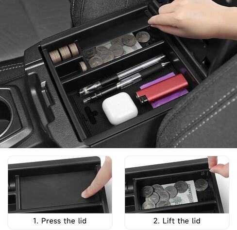 YOJOJOCO Center Console Organizer Compatible with Hyundai Elantra 2025 2024 2023 2022 2021 Accessories Black ABS Plastic Material Armrest Secondary Storage Box (NOT Fit Manual Hand Break Models) in Kuwait