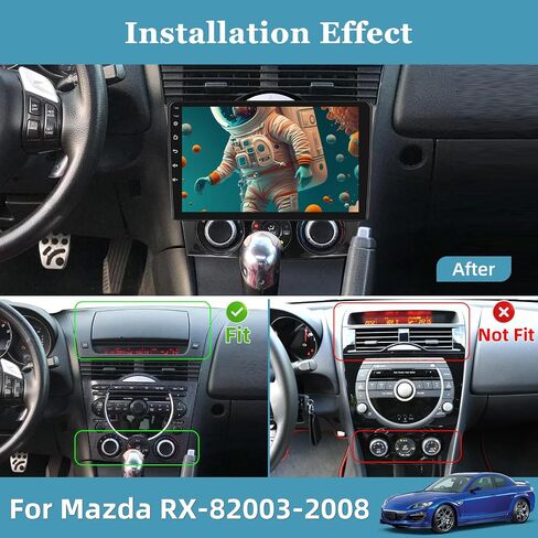 [2 + 64g] Radio Android Car Radio for Mazda RX -8 2003-2008 مع Carplay اللاسلكي و Android Auto - 9 بوصة شاشة تعمل باللمس - DSP/متعددة UI/WiFi/GPS Cameraging/SWC + AHD Camera in Kuwait