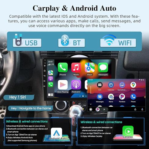 [2 + 64g] Radio Android Car Radio for Mazda RX -8 2003-2008 مع Carplay اللاسلكي و Android Auto - 9 بوصة شاشة تعمل باللمس - DSP/متعددة UI/WiFi/GPS Cameraging/SWC + AHD Camera in Kuwait