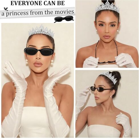 Princess White Tiara Gloves Sunglasses Headphones, Princess Costume Accessories Women Bachelorette Party Decorations in Kuwait