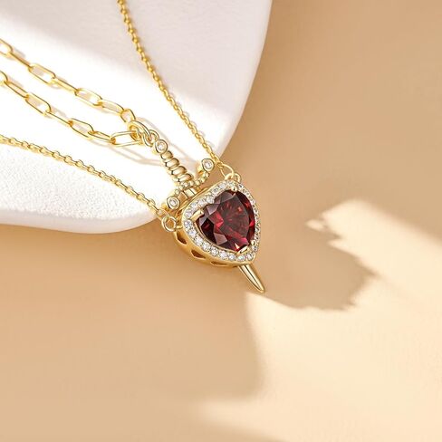 قلادة مطابقة للأزواج 14 كيلو الذهب سيف مطلي بالفضة وقلادات القلب العصرية مجموعة هدايا المجوهر in Kuwait