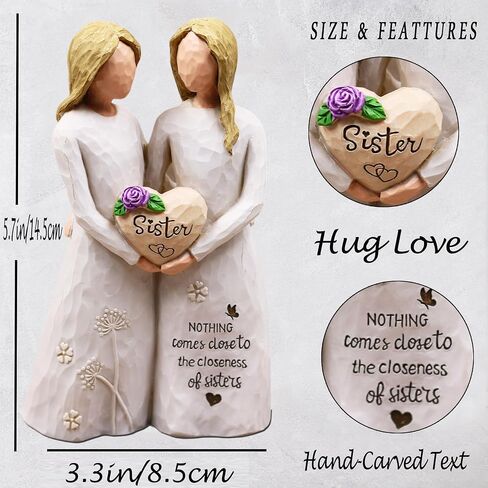 BORLESTA Sister Birthday Gifts - Christmas Birthday Gifts for Sister,Friend, Big Sisters Gift for Girls,Friendship,Friend Gift for Women Hand-Painted Figure in Kuwait