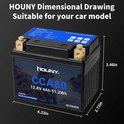 12V 20Ah LiFePO4 Motorcycle Battery, 480 CCA, Maintenance-Free with Advanced BMS, Compatible with Harley-Davidson, Ducati, Honda, Kawasaki, Suzuki, BMW, ATV, UTV, and More in Kuwait