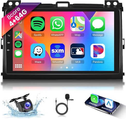 [2G+64G] Car Radio for Toyota Prado 120/ Lexus Gx470 2004-2009 Android Car Stereo Carplay Wireless Android Auto, Hodozzy 9 inch Touch Screen with GPS/WiFi/Bluetooth, FM RDS, Mirror Link,Backup Camera in Kuwait