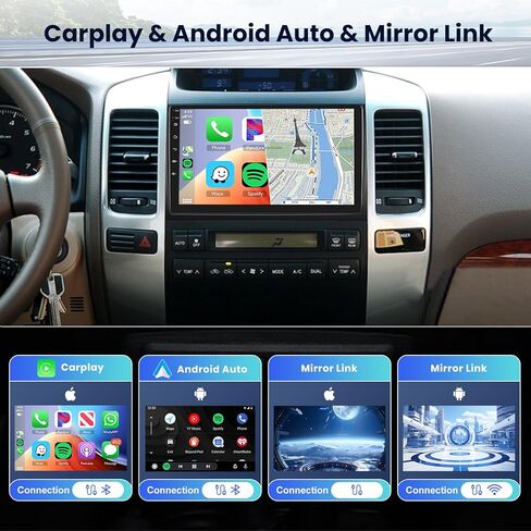 [2G+64G] Car Radio for Toyota Prado 120/ Lexus Gx470 2004-2009 Android Car Stereo Carplay Wireless Android Auto, Hodozzy 9 inch Touch Screen with GPS/WiFi/Bluetooth, FM RDS, Mirror Link,Backup Camera in Kuwait