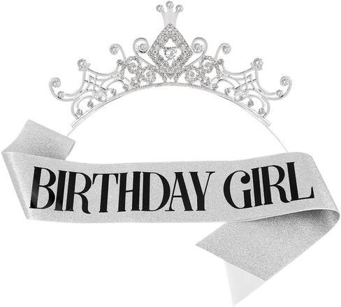AOPRIE Birthday Girl Sash & Tiara Set - Blue, 2 Pack - Women & Girls Happy Birthday Accessories in Saudi Arabia