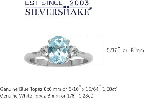 Silvershake 1.5ct. 8X6mm Genuine Oval Shape London Blue Topaz 925 Sterling Silver Engagement Ring Size 9 in Kuwait