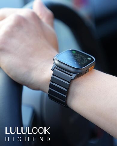 LULULOOK Titanium Band for Apple Watch Ultra 2/Ultra 49mm, Adjustable Magnetic Clasp Titanium Metal Straps, Men’s Smartwatch Band for Ultra 2/Ultra with DLC Scratch Resistant Coating in Kuwait