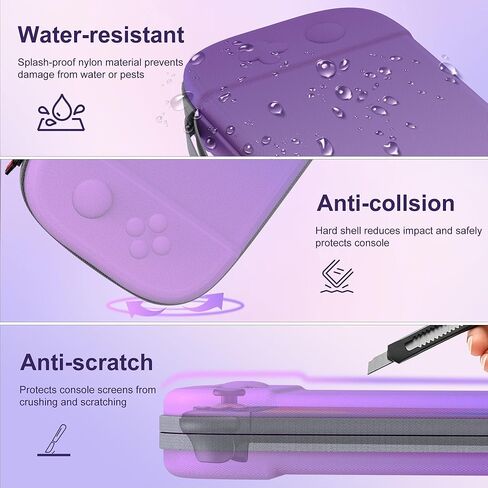 Hard Carrying Case for Nintendo Switch 2 2025, Travel Hard Shell Case with 12 Game Card Slots, Protective Bag for Switch 2 Console & Games Accessories Pink & Green in Kuwait