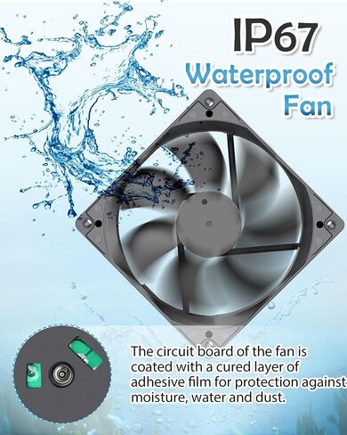 GDSTIME Waterproof Fan 80mm x 25mm IP67 Rating 24V Small Dual Ball Bearing Brushless DC Case Fans 2 Pin for RV Fridge Cooling Mini Greenhouse Ventilation, 2-Pack in Saudi Arabia