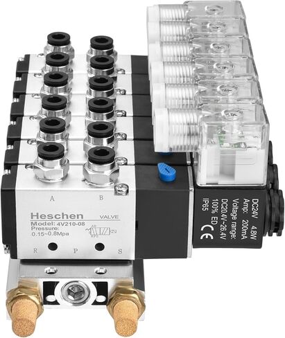 هوائي كهربائي 6 صمام الملف اللولبي 4V210-08 DC12V PT1/4 5 طريقة 2 موقف قاعدة متعددة كاتم الصوت مجموعة تركيبات سريعة in Saudi Arabia