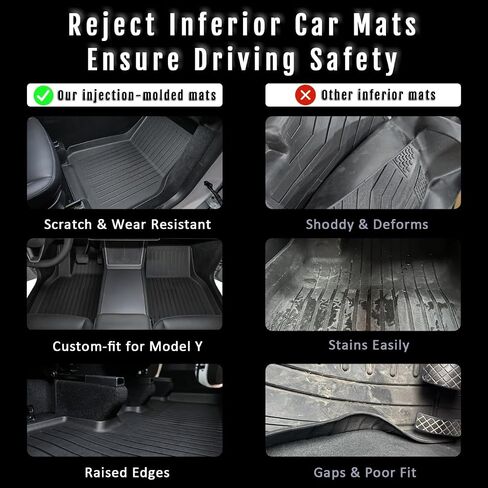 Floor Mats Compatible with Tesla Model Y 5-Seat 2021-2024 - Premium Design & Extreme Coverage - All Weather Cargo Liner Trunk Accessories (Does NOT fit 7-Seat) in Saudi Arabia