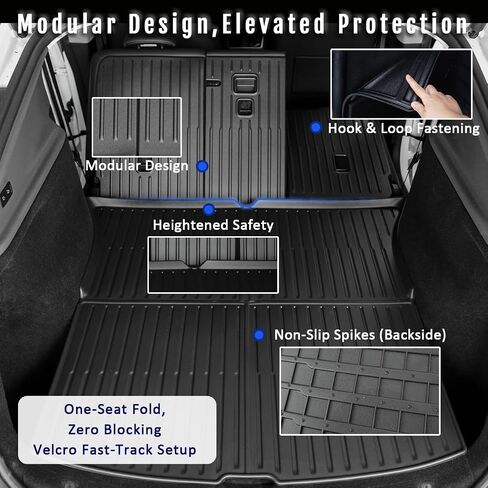 Floor Mats Compatible with Tesla Model Y 5-Seat 2021-2024 - Premium Design & Extreme Coverage - All Weather Cargo Liner Trunk Accessories (Does NOT fit 7-Seat) in Saudi Arabia