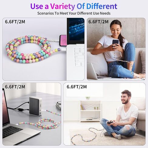 AOLCEV USB C CABLE 66W FAST USB A TO USB C شحن كابل 6.6 قدمًا/2M لطيفًا للاشتراك الخاص بشاحن iPhone Pearl USB CORR in Kuwait