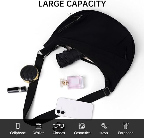 Crescent Bags for Women Nylon Hobo Crossbody Bags Casual Shoulder Handbags Multi-Pocket Sling Bag Lightweight Crossbody Purse in Kuwait