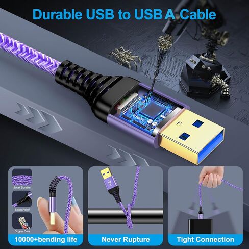 كابل USB إلى USB ، 2pack 6ft USB3.0 A إلى ذكر إلى ذكر إلى كابل مزدوج نهاية نقل بيانات USBCORD لمحاويات محرك الأقراص الثابت in Kuwait