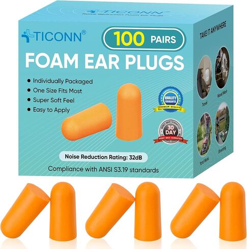 TICONN 400 Pairs Ear Plugs, 32dB Noise Reduction Earplugs for Sleeping Hearing Protection Travel Study Concentration Construction Site (400 Pairs) in Saudi Arabia