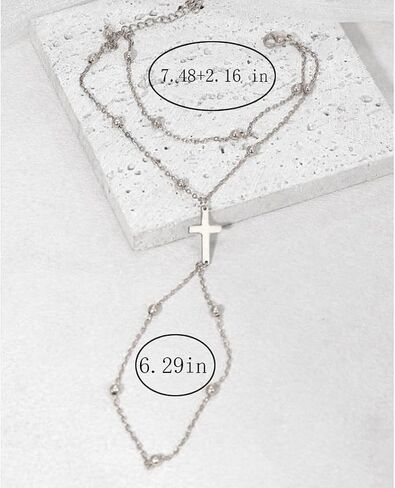 Ring Bracelet Hand Chain for Women Cross Hand Bracelet With Finger Ring Silver Gold Jewelry Gift in Kuwait