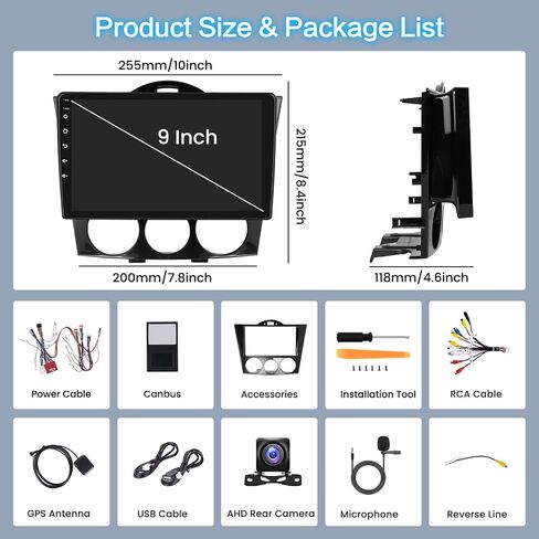 8 Core 4+64g inefala لـ Mazda Rx8 2003-2008 Android Car Radio Stereo مع Carplay Android Auto ، شاشة لمس عالية الدقة مع GPS WiFi BT5 in Saudi Arabia