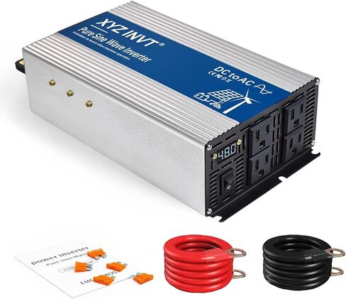 1800W Pure Sine Wave Inverter DC 24V to AC 110V 120V Power Converter 3600W Peak with LED Display for Most Small Power Appliances in Saudi Arabia