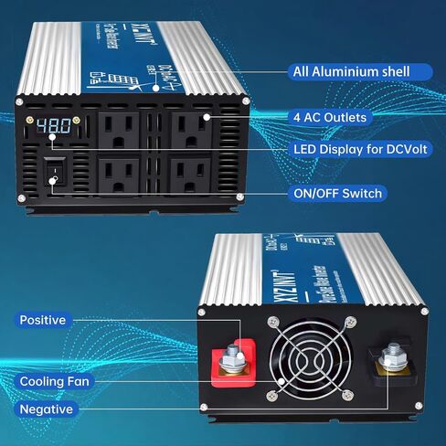 1800W Pure Sine Wave Inverter DC 24V to AC 110V 120V Power Converter 3600W Peak with LED Display for Most Small Power Appliances in Saudi Arabia