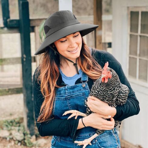 DRESHOW Women Sun Hat Outdoor UV Protection Hat Foldable Mesh Wide Brim Fishing Ponytail Beach Bucket Hats in Kuwait