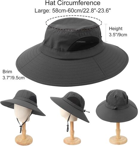 DRESHOW Women Sun Hat Outdoor UV Protection Hat Foldable Mesh Wide Brim Fishing Ponytail Beach Bucket Hats in Kuwait