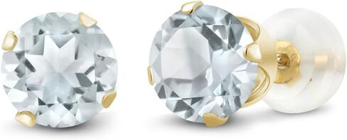 Gem Stone King 10K Yellow Gold Pink Tourmaline Gemstone Stud Earrings For Women Men (0.48 Cttw, Gemstone Birthstone, Round 4MM) in Saudi Arabia