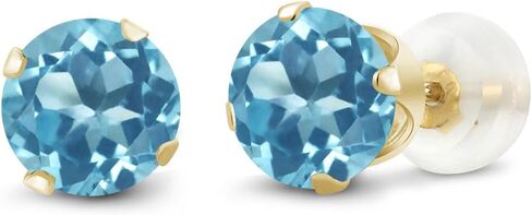 Gem Stone King 10K Yellow Gold Pink Tourmaline Gemstone Stud Earrings For Women Men (0.48 Cttw, Gemstone Birthstone, Round 4MM) in Saudi Arabia