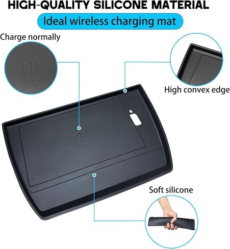SENSHINE Wireless Charging Non-Slip Mat for Grand Highlander 2024 2025 Black Silicone Protective Pad Center Console Phone Charger Pad Liners Anti-Scratch Interior Accessories in Saudi Arabia