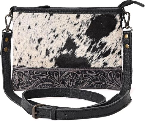 Western Cowhide Tooled Leather Small Crossbody Bag Cowgirl Fashion Purse with Adjustable Detachable Shoulder Strap in Saudi Arabia