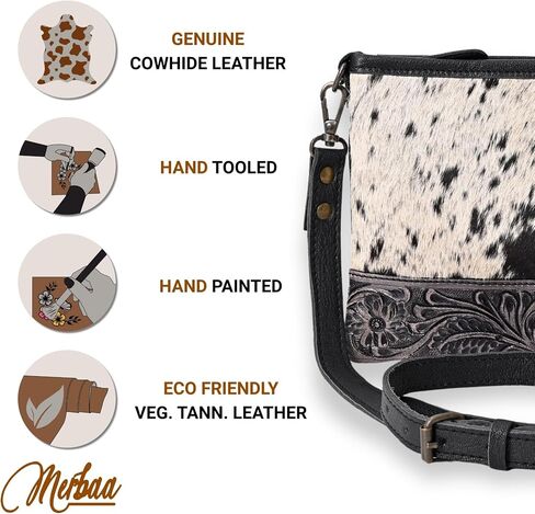 Western Cowhide Tooled Leather Small Crossbody Bag Cowgirl Fashion Purse with Adjustable Detachable Shoulder Strap in Saudi Arabia