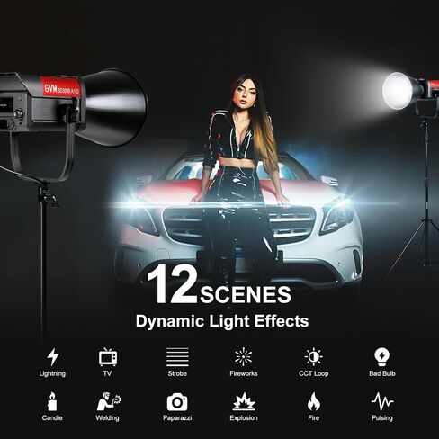 GVM 300W LED Video Light, 221950lux/1m, ARO SD300B Photography Lighting Kit with Bluetooth Mesh Network, 2700K-6800K Studio Light Continuous Lighting Kit for YouTube,Film,12 Scene Effects in Saudi Arabia