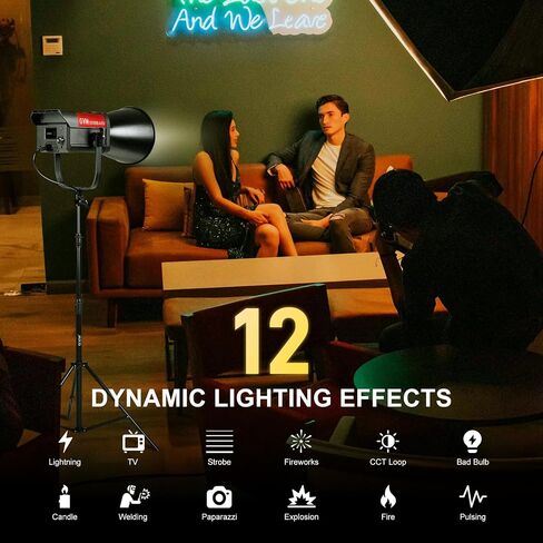 GVM 300W LED Video Light, 221950lux/1m, ARO SD300B Photography Lighting Kit with Bluetooth Mesh Network, 2700K-6800K Studio Light Continuous Lighting Kit for YouTube,Film,12 Scene Effects in Saudi Arabia