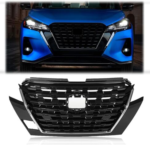 Pit66 Grille Chrome Shell W/Black Insert Plastic متوافق مع Nissan Sentra 2013-2015 More Pumper Grill 623103RM0A ، NI1200253 in Saudi Arabia
