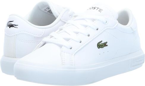 Lacoste Kid's Powercourt Sneaker, White & Black, 2 in Saudi Arabia