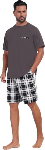 بيجامات رجال مجموعة خفيفة الوزن ليلا الصيف PJS Sleepwear ناعمة مريحة الأكمام in Kuwait
