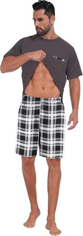 بيجامات رجال مجموعة خفيفة الوزن ليلا الصيف PJS Sleepwear ناعمة مريحة الأكمام in Kuwait