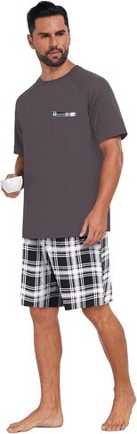 بيجامات رجال مجموعة خفيفة الوزن ليلا الصيف PJS Sleepwear ناعمة مريحة الأكمام in Kuwait